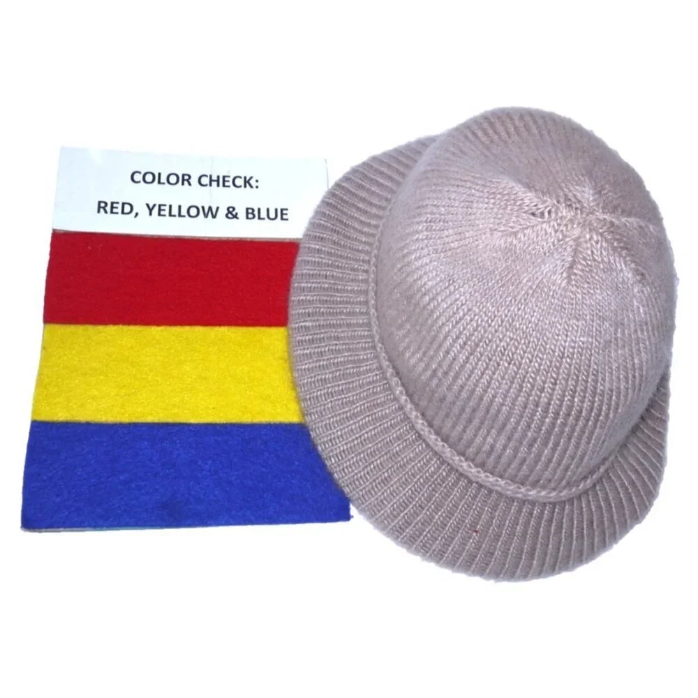 Vintage ARIS tan knit Women's bucket hat with brim made in USA One Size
